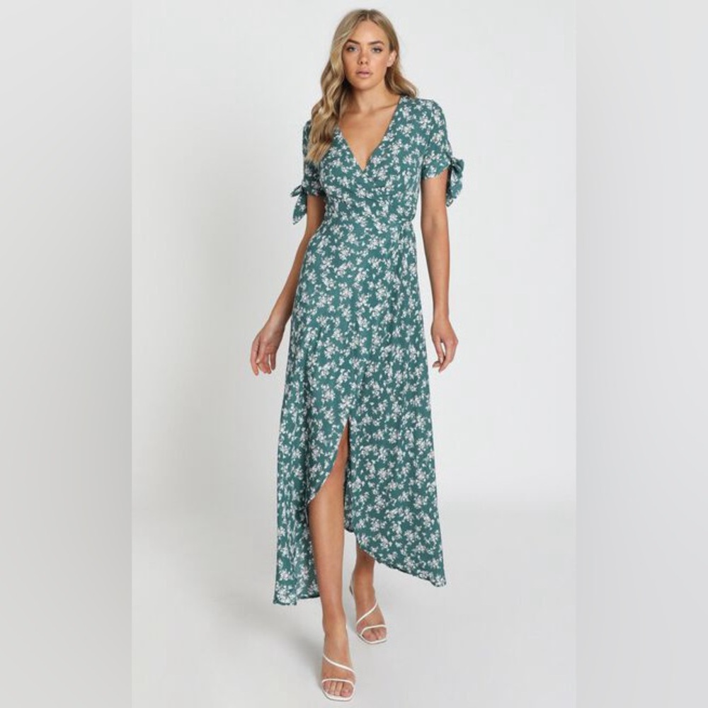 Showpo picking it up wrap maxi dress, teal floral, size small